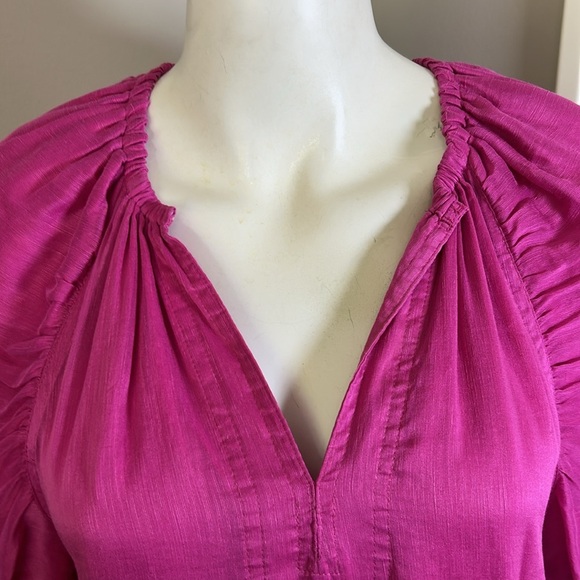 Marie Oliver Greta Linen Silk Blend Mini Dress Pink camellia puff sleeve Sz S - Picture 5 of 13